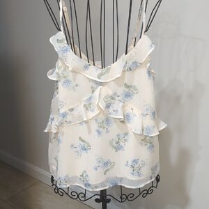 Nwt LOFT Cream Ruffled Top